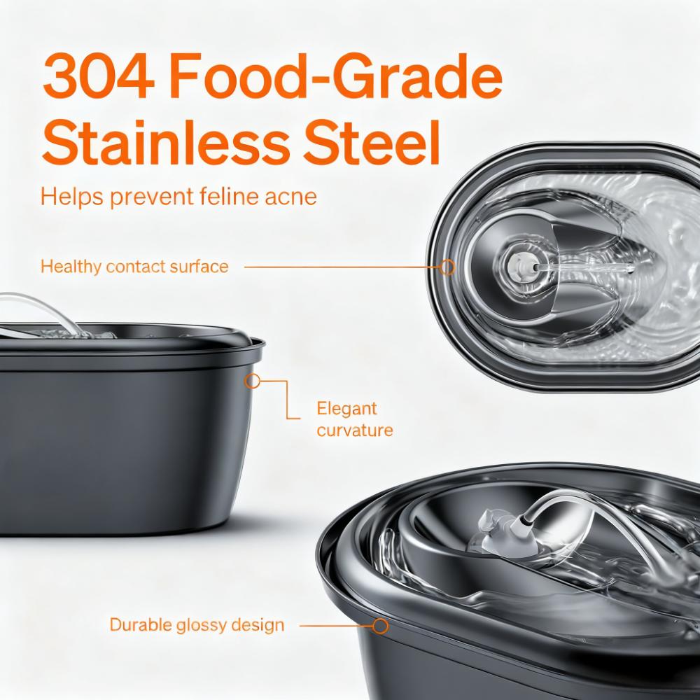 3L Stainless Steel Pet Water Fountain (Dishwasher Safe) English Description