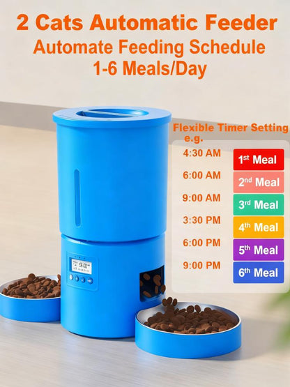 Dual-Bowl Automatic Pet Feeder (1-6 Meals/Day)
