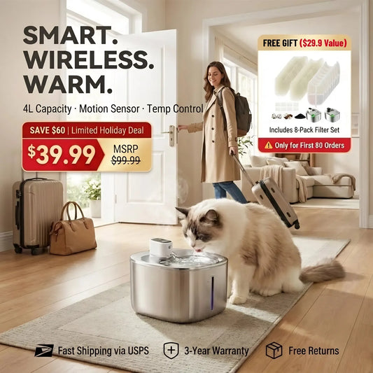 No Wires, Just Pure Hydration: Fresh, Perfectly Tempered Water for Your Pet!