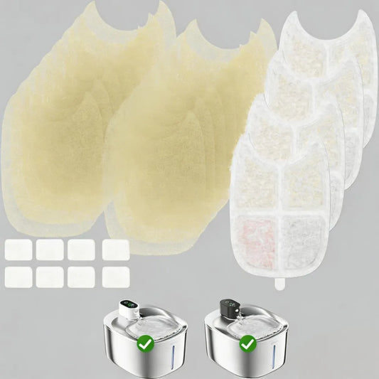 8-Pack Universal Fountain Filters (Sponges Included), 6-Layer Deep Filtration