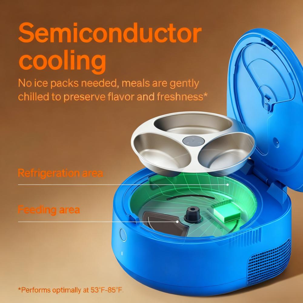 3-Bowl Chilled Automatic Pet Feeder (Semiconductor Cooling)